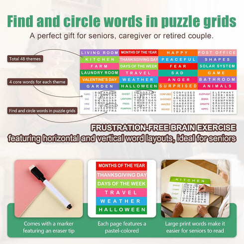 SwiftServ 3-Piece Set Thoughtful Gift for Seniors, Daily Support with Felt Board, Word Search Cards, and Pill