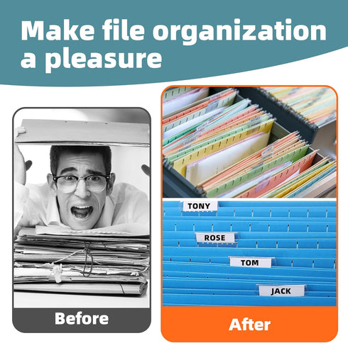 File Folder Labels - SUNEE 50 Sets Hanging File Folder Tabs Labels and Inserts for Hanging Files Folders