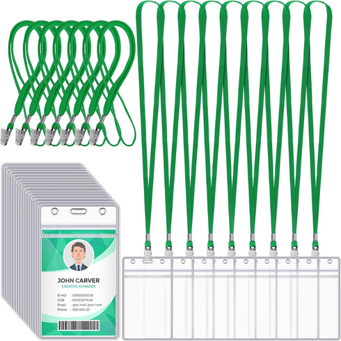 Marspark 100 Pcs Name Tag Lanyards with ID Holder, Waterproof for School Office