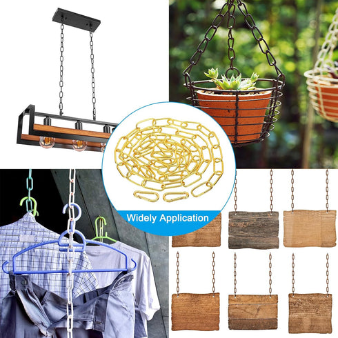 6 PATIKIL Feet Gold Finish Lighting Hanging Chain, Metal Looping Chain for Hanging Plant Pendant Chandelier Light