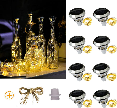 ostritec Upgraded Solar Diamond Shaped Wine Bottle Lights, 8 Pack 20 LED
