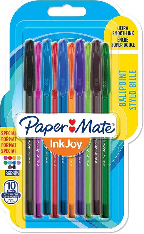 Paper Mate InkJoy 100ST Ballpoint Pens - Medium Point (1.0mm) in Fun Colours, 10 Count