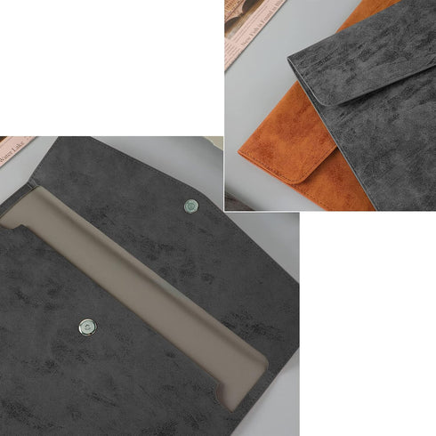 Enyuwlcm PU Leather A4 File Folder Document Holder, Stylish Portfolio Envelope Case with Snap Closure, Black