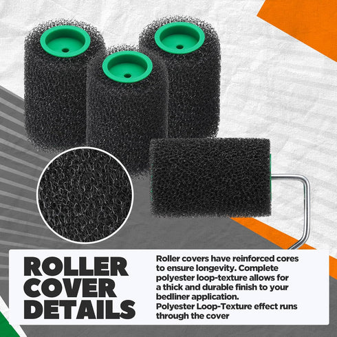 9 4 Inch 1pcs Teenyyou Pcs Textured Paint Roller Bed Liner Roller Covers with Frame Kit Roll on Bed Liner for Truck