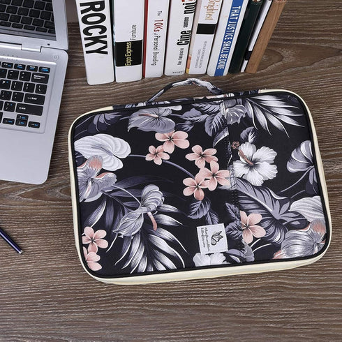 JAKAGO A4 Travel Portfolio Multifunctional Document Organizer Zippered Case for Office Supplies, Mulberry White