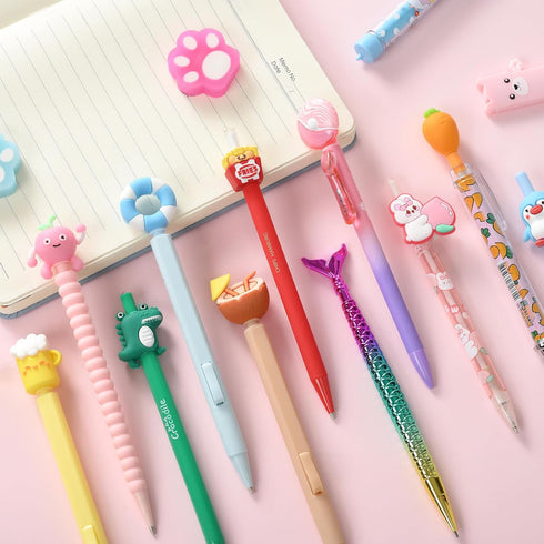 Cute Kawaii Mechanical Pencils Set - 12PCS with Lead Refills & Erasers, 0.5mm & 0.7mm for Kids Girls