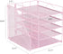 Desk Organizers and Accessories, 5-Tier Reference System with File Holder, Pink Office Supplies