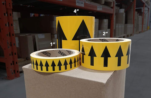 INCOM Manufacturing Directional Pipe Flow Arrow Adhesive Tape, Yellow/Black, 1 inch x 108 ft
