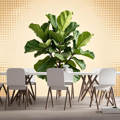 Agglomerix Custom Size Wall Murals Botanical Green Fiddle Leaf Fig Tree Minimalist Natural Plant Art SelfAdhesive Wall