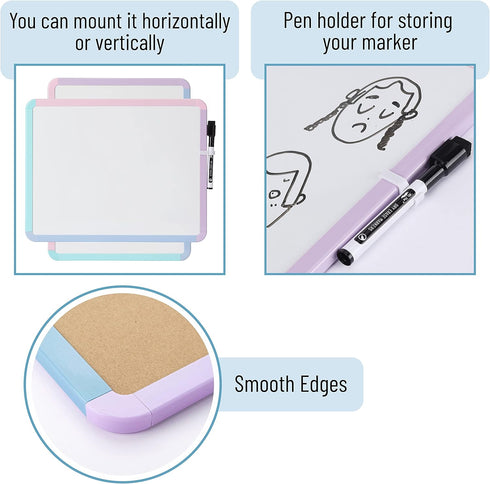 Mr. Pen- Dry Erase Board, 14” x 11” Small White Board with Black Marker, Colorful Frame for Kids and Students