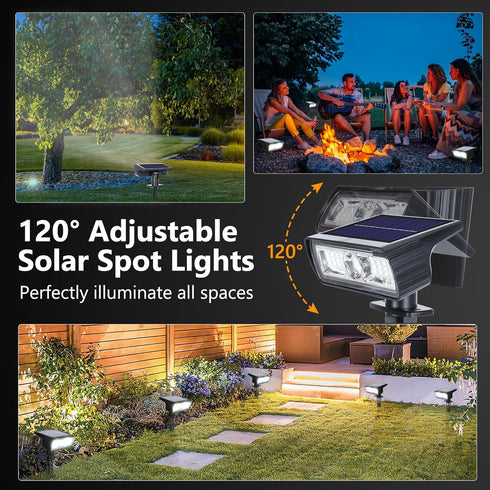 4 Pack 2 Toodour Solar Spot Light Outdoor, Solar Lights Outdoor with Modes, Waterproof Solar Powered Flood Lights
