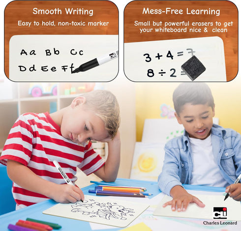 Pack, 12 2 Inch (35036), 12 Sets Charles Leonard Dry Erase Lapboard Class Includes each of Whiteboards, Felt Erasers