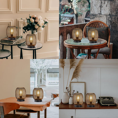 Set 2 JHY DESIGN of Metal Cage LED Lantern Battery Powered,Cordless Accent Light with LED.Great