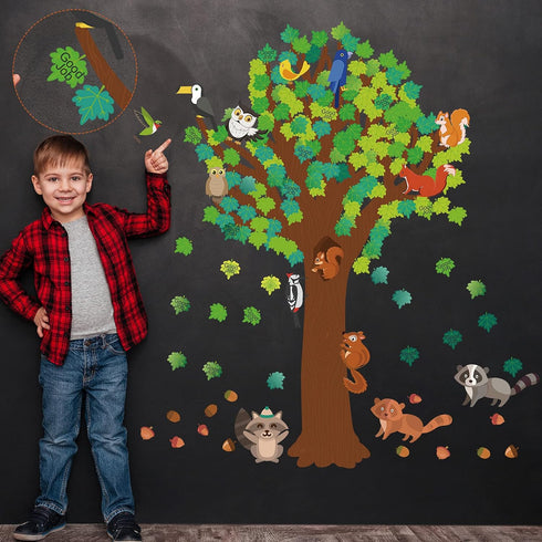 Zonon 163 Pcs Spring Classroom Tree Bulletin Board Decor, DIY Whimsy Tree Cutouts for Kid School