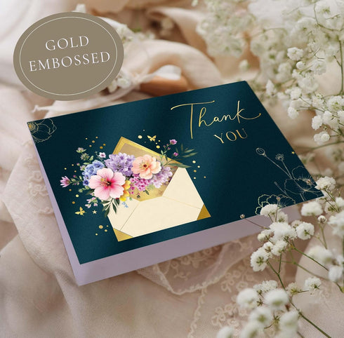 6.7 4.5 inch Joli Coon Premium Thank you card ELEGANT - Thank you card with premium envelope and real wax seal - x