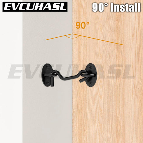 3 Inch 2 Pack Privacy Hook and Eye Latch, Black Iron Barn Door Lock Cabin Hooks, Eye Hook Latch for Gate Shutters