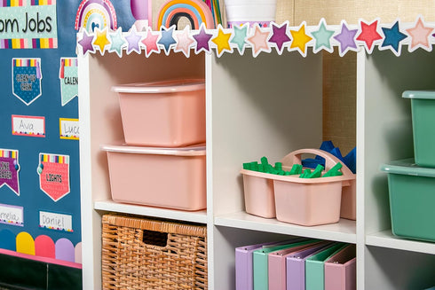 Teacher Created Resources Blush Portable Plastic Storage Caddy, 6-Pack for Classrooms and Office Organization, 3