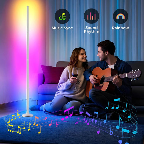 Room(White,1pack) TJOY Smart Floor Lamp for Atmosphere Decoration, RGB Corner Lamp with Music Sync, Crystal Joint