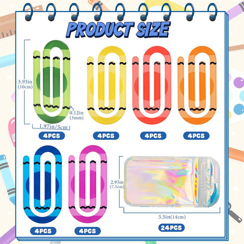 Sandure 48 Pack 4" 2" 24Pcs 24Pcs Jumbo Acrylic Paper Clips, X Teacher Paper Clips with Gift Bags Personalized