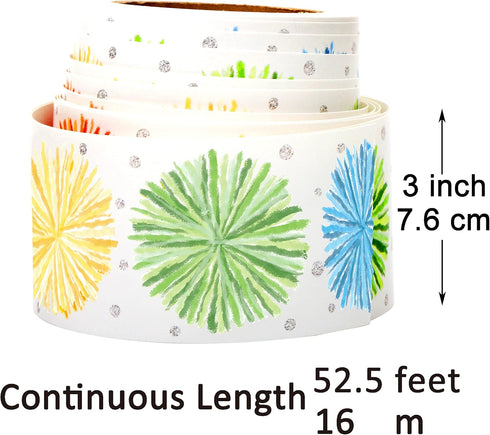 Youngever 52.5 ft Bulletin Board Borders, Sunburst Design for Classroom Decoration