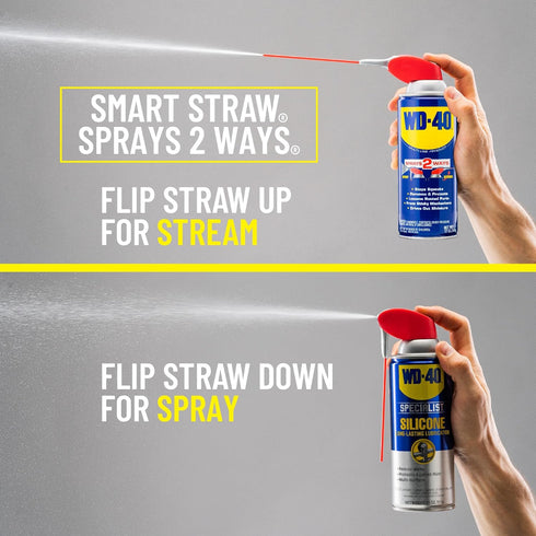 WD-40 Pack, 2 12oz 11oz (Pack 2) Multi-Use Product & Specialist Silicone Lubricant Combo Smart Straw Sprays Ways