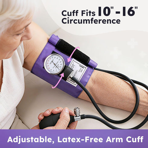 10"-16", LotFancy Aneroid Sphygmomanometer with Stethoscope Kit, Professional BP Cuff Adult Adult Professional Manual
