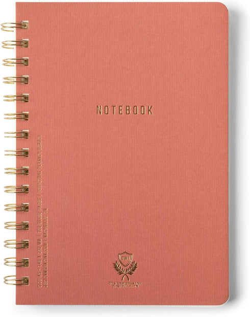 DesignWorks Ink 6" x 8.25" Twin Wire Spiral Notebook Journal, Terracotta Textured Paper with 160 Lined Pages