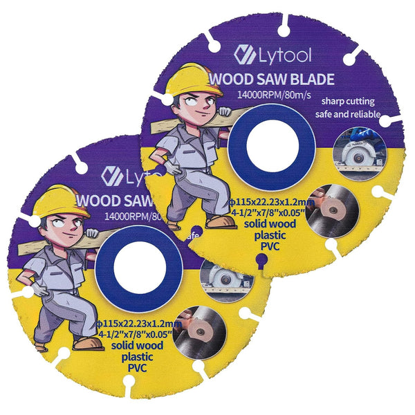 Lytool Wood Cutting Discs 4-1/2" for Angle Grinder, Woodworking Circular Saw Blade 7/8" Arbor for Wood, PVC, Rubber