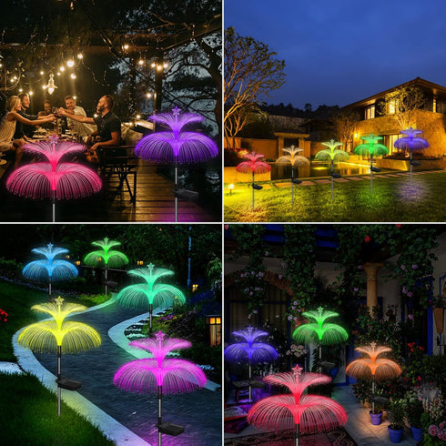 3 Pack 7 Weepong Solar Garden Lights New Upgraded Solar Lights Outdoor Waterproof Color Changing Double Jellyfish