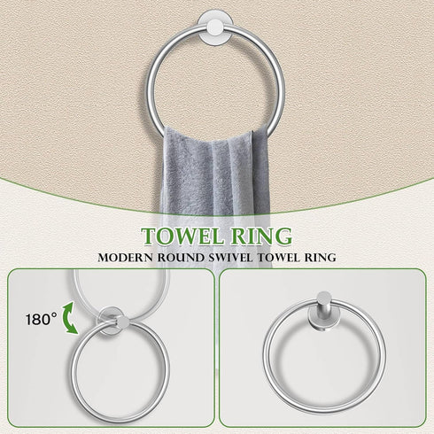 5-Piece Set Set 23.6 Towel Bar Brushed Nickel Bathroom Hardware Include Towel Bar Towel Ring Paper Towel Holder Coat