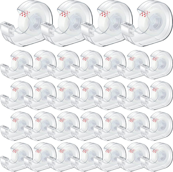 Yahenda 32 Pcs Invisible Tape and Refillable Dispensers, 0.7 x 985 Inches Transparent Tape for Office Home