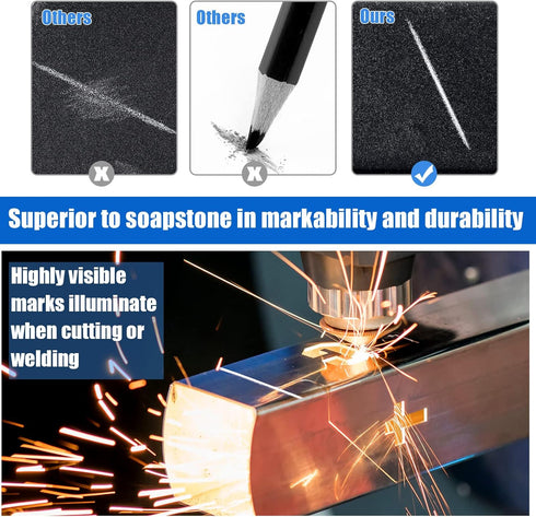 2 Pcs Welders Pencil with 48 PCS Round Refills, Mechanical Pencils for Metal Welding Marker