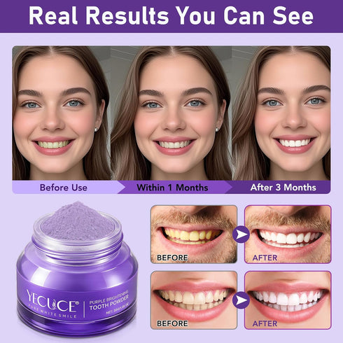 2Pack Teeth Whitening Powder, Purple Teeth Whitening Powder, Toothpaste Power, Keep Breath Fresh, Mint Flavor