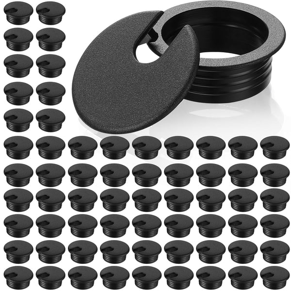 100 Pack Desk Grommet, 2 Inch Cable Wire Grommet, PC Computer Desk Cord Management, Black