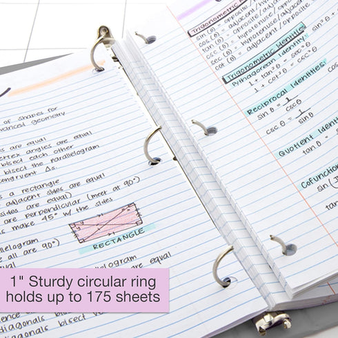 BAZIC 3 Ring Binder 1" Economy View Organizer - Grey, Round Ring, Holds 175 Sheets Paper, 1-Count
