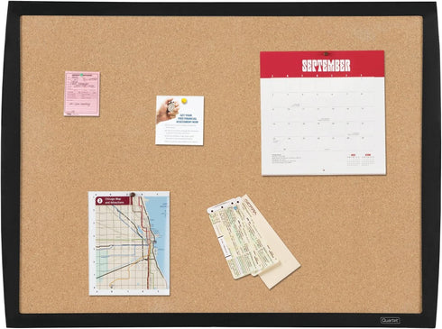 Quartet Cork Bulletin Board, 17"x23", Black Frame (33271-BK)