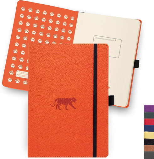 Dingbats* Wildlife Ruled Journal A5, Vegan Leather Hard Cover, Ideal for Work, Travel, Pocket, Elastic Closure