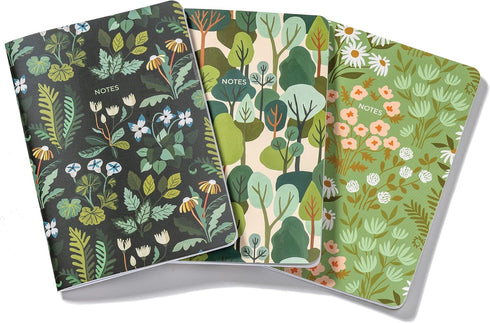 High Note Notebook Journal Set - Greenery, 3 Pack - 64 Lined Pages, 5.75" x 8.25"