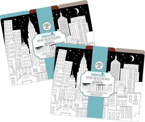 Barker Creek Color Me! Cityscapes Designer File Folders, Set of 24, Multi-Design, Letter Size
