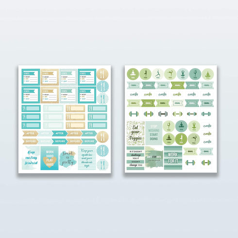 Lamare Workout, Fitness & Food Planner Stickers for Adults – Motivational, Aesthetic, Encouraging Journaling Stickers