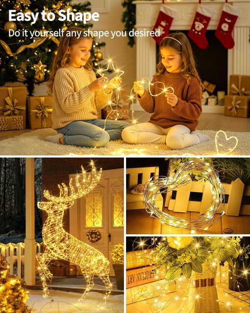 SenLuKit Copper Wire Fairy Lights Waterproof Plug in Christmas String Lights with Remote for Living Bed Room, Backyard