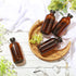 Nuenen 16 Pack 8 oz Amber Boston Round Glass Bottles with Black Poly Cone Cap for Homemade Vanilla Extract Essential