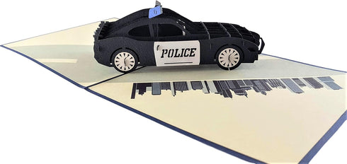 iGifts And Cards Police Car 3D Pop-Up Greeting Card, 6" x 6", Thoughtful Gift for Cops, First Responders