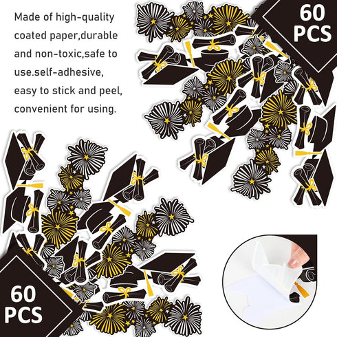 Whaline 69Ft Graduation Bulletin Board Border, Graduation Cap Firework Shape Decoration for Classroom