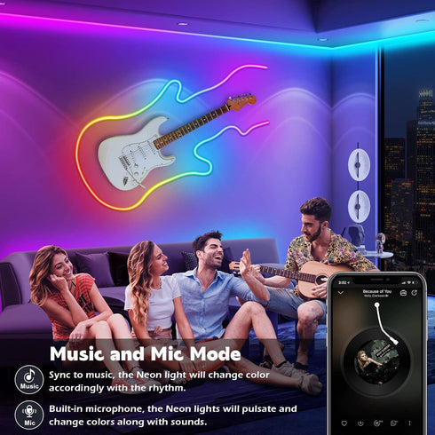32.8Ft RopeLights,IP65 Neon Rope Lights,Flexible Led Rope Lights Control with App/Remote,Multiple Modes Outdoor RGB Led