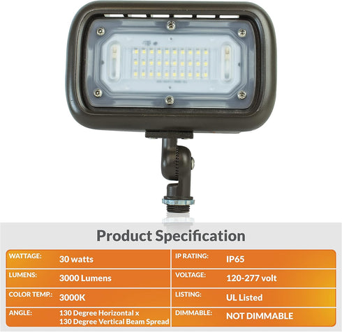 WW30BRZ 30-Watt Newhouse Lighting Outdoor LED Wall Wash Flood Light, Weatherproof, Bronze