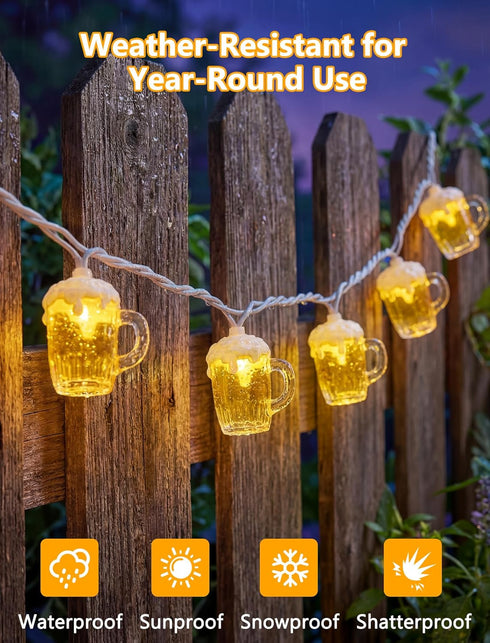 Xingzd 8.5Ft 10 3D Bulbs, Summer Beer Mug Outdoor String Lights, Hawaiian Decor Lights, LED Tropical Beach Camping