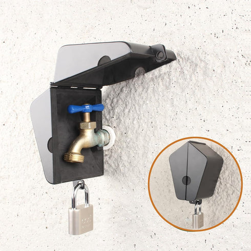 1/2 3/4" Outdoor Faucet Locking System with Padlock,Insulated Spigot Lock Cover,Garden Hose Bib Lockout,Freeze