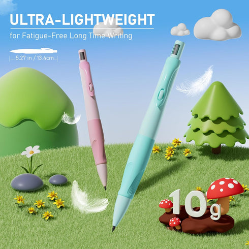 Four Candies 4PCS Cute Mechanical Pencil Set, 2.0MM Ergonomic Pencil with 44PCS HB Leads, 2PCS Sharpeners/Erasers