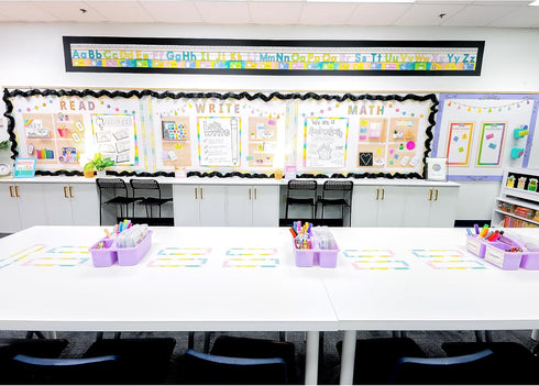 Carson Dellosa 31-Piece Subject Bulletin Board Set - Read, Write, and Math Signs for Bulletin Boards